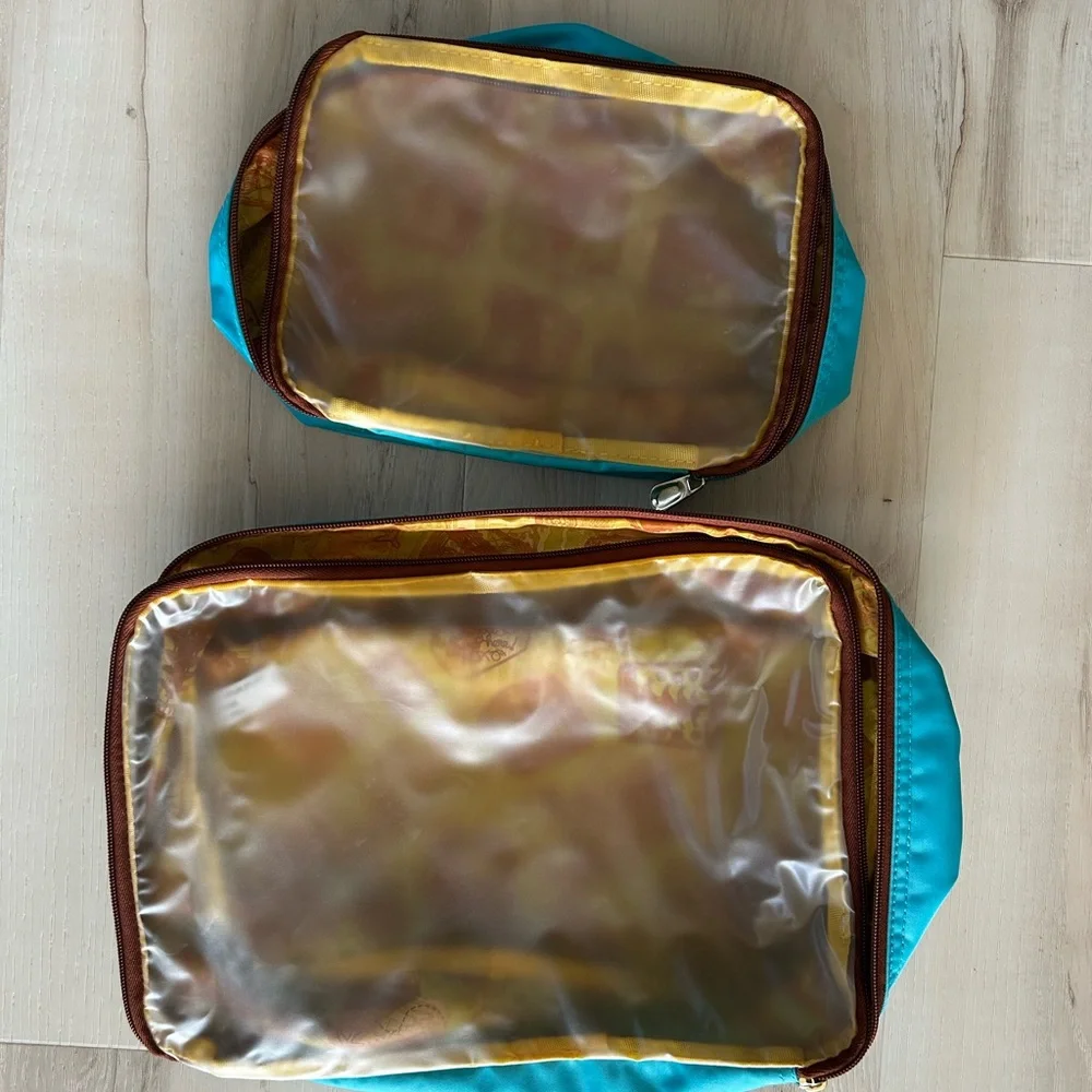 Turquoise and Brown Travel Luggage Set - Picture 9 of 16